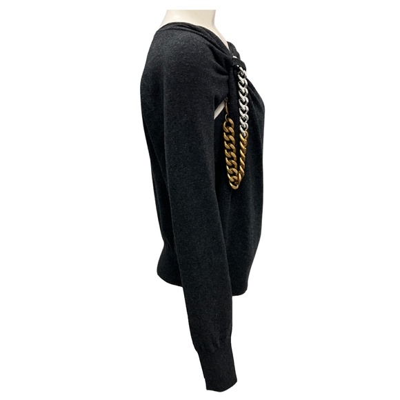 STELLA MCCARTNEY 2024 DARK GREY MELANGE CHAIN EMBELLISHED JUMPER - Picture 2 of 6